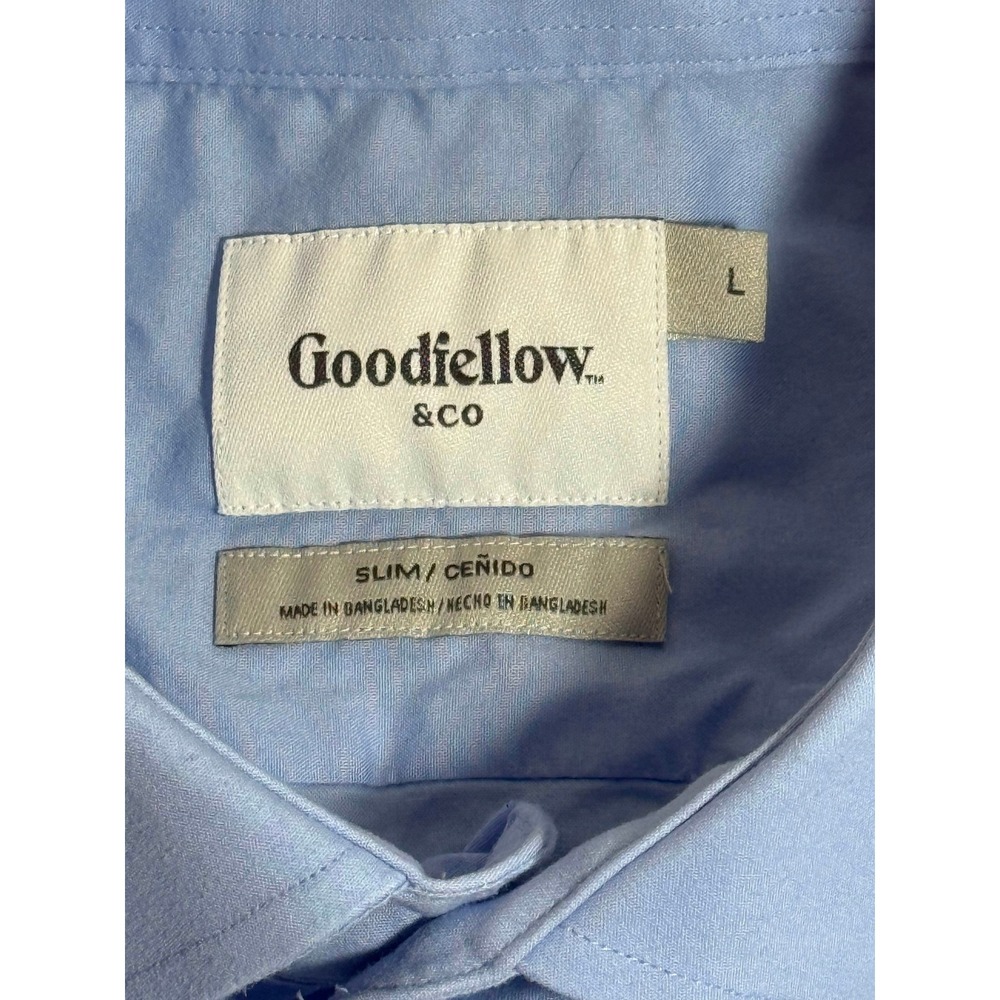 Goodfellow & Co Mens Slim Fit Long Sleeve Dress Shirt Light Blue‎ Size Large - Picture 7 of 7
